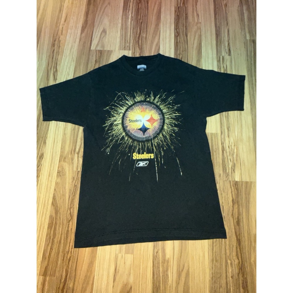 VTG Pittsburgh Steelers Reebok NFL black shirt Sz M Medium